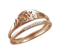 akwuiopt 2 pezzi elegante donna semplice oro intagliato fiore rosa anello alla moda anello cavo per donne adolescenti taglia 5 11 anelli retrò da donna, 9号, Metallo, Nessuna pietra preziosa