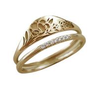 akwuiopt 2pc Elegante Donna Semplice Oro Intagliato Rosa Fiore Anello Moda Hollow Anello Per Le Donne Teen Ragazze Taglia 5 11 Retro Anelli per Le Donne, 5号, Metallo, Nessuna pietra preziosa