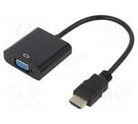 AKYGA ADAPTADOR AK-AD-42 (HDMI M - D-SUB (VGA) F, 0,15 M, BLACK COLOR)