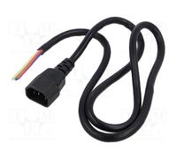 Akyga Cavo di alimentazione AK-OT-08C filo di rame 3x1mm² IEC C14 maschio a estremità spelate, cavo di alimentazione per confezionamento 1 m nero