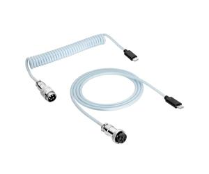 AKYGA AK-USB-49 - Cavo USB intrecciato da tipo C a tipo C, 3,0 m, blu cielo, con connettore aviatore rimovibile per tastiera da gioco