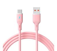 AKYGA AK-USB-61 - Cavo USB C a USB-A in silicone rosa LED USB 2.0 480 Mbit/s flessibile per ricarica rapida e cavo dati