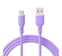 AKYGA AK-USB-65 - Cavo USB C a USB A, 1 m, in silicone, viola, USB 2.0, 480 Mbit/s, cavo di ricarica LED per iPhone, Samsung, Xiaomi