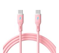 AKYGA AK-USB-66 Cavo da USB C a USB C, 1 m, in silicone, rosa, 60 W, cavo di ricarica rapida per laptop, smartphone, tablet