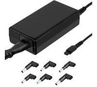 Akyga Caricabatterie da muro per PC Laptop 65W + 6 bocchini intercambiabili, Nero