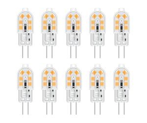Akynite Lampadina G4 12V 2W Luce Calda 3000K per Camper, 200LM, Equivalente Bispina G4 10W 20W Alogena, AC DC 12V G4 LED Calda per Applique da Specchio, Lampadario, non dimmerabile, set di 10
