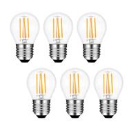 Akynite Lampadina LED G45 E27 4W Luce Calda 2700K, 400LM, AC 220-240V, Equivalente E27 40W, Lampadine Globo E27 Filamento Calda per Luce Decorativa, Non Dimmerabile, set di 6