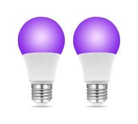 Akynite Lampadina Luce Nera LED E27 9W UVA 385-400nm, AC 85-265V, 270 gradi, Lampadina a Raggi UV Ultravioletti E27 per Festa, Luce Nera per Fluorescente Party, 2pcs