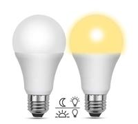 Akynite Lampadine LED Crepuscolare da Esterno 12W Luce Calda 3000K, 1200LM, Auto On/Off, Equivalent E27 100W, AC 230V, Lampadina Crepuscolare E27 Globo con Sensore per Plafoniere da Portico, set di 2