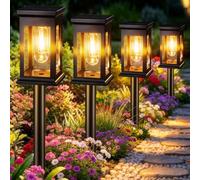 Akynite Luci Solari da Giardino Esterno, max. 55CM Altezza, 4 pezzi Lampade Solari da Giardino Luce Bianca Calda, Auto on off IP65 Impermeabile Luce Solare LED per Sentieri Percorso Cortile