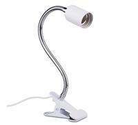 Akynite Portalampada E27 con Pinza per Tartarughe, max. 150W, Flessibile con 1,5m Cavo e Interruttore, Portalampada E27 Ceramica per Lampada Tartarughe Rettili, Lampada Riscaldante per Cani, Bianco