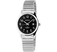 Akzent 2700012 - Orologio da uomo in acciaio inox, con cinturino a cordino, rotondo, analogico, al quarzo, Nero , Bracciale