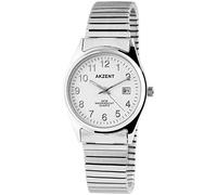 Akzent 2700012 - Orologio da uomo in acciaio inox, con cinturino a cordino, rotondo, analogico, al quarzo, bianco, Bracciale