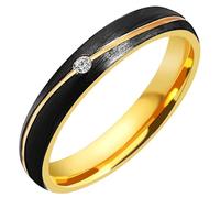 Akzent Anello da donna in acciaio inox, misura 58, opacizzato, fidanzamento o matrimonio, regalo da donna con confezione regalo