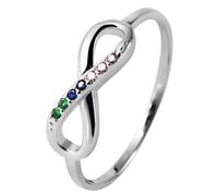 Akzent Anello da donna in argento 925, misura 54-62, anello Infinity, con zirconi multicolori, fedi nuziali, fidanzamenti, regali per donne, 100% impermeabile e delicato sulla pelle, 62, Argento