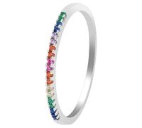 Akzent Anello da donna in argento 925, misura 54, sottile, anello per pollice con zirconi colorati, regalo per moglie, fidanzata, 100% impermeabile e delicato sulla pelle
