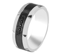 Akzent Anello da uomo in acciaio inox, misura 64, satinato, fidanzamento o matrimonio, regalo da uomo con confezione regalo