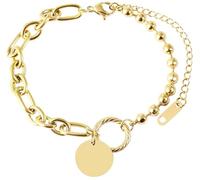 Akzent Bracciale da donna in acciaio inox color argento e oro, lunghezza 17 + 3 cm, chiusura a moschettone, 100% impermeabile e delicato sulla pelle | Bracelet for Woman, Eine Grösse, Acciaio