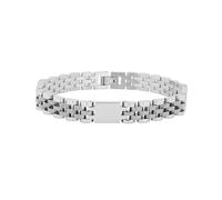 Akzent Bracciale da donna in acciaio inox color argento, lunghezza 21 cm, chiusura a gancio, 100% impermeabile e delicato sulla pelle, bracciale da donna