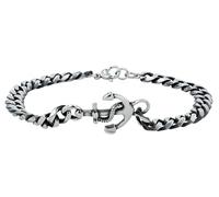 Akzent Bracciale da donna in acciaio inox color argento, lunghezza 22 cm, chiusura a moschettone, 100% impermeabile e delicato sulla pelle, bracciale da donna