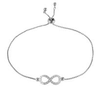 Akzent Bracciale da donna in acciaio inox color argento, lunghezza 24 cm, chiusura magnetica, 100% impermeabile e delicato sulla pelle, bracciale da donna