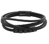 Akzent Bracciale da uomo in pelle, nero, lunghezza 21,5 cm, chiusura magnetica in acciaio inox, 100% impermeabile e delicato sulla pelle, bracciale unisex