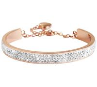 Akzent Bracciale in Acciaio Inox e Oro Rosa con Strass, 20 cm