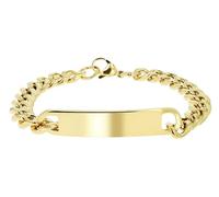 Akzent Bracciale in acciaio inox unisex in argento e oro, lunghezza 21 cm, chiusura a moschettone, 100% impermeabile e delicato sulla pelle, bracciale unisex, Eine Grösse, Acciaio inossidabile
