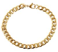 Akzent Bracciale in acciaio inox unisex in argento e oro, lunghezza 21 cm, chiusura a moschettone, 100% impermeabile e delicato sulla pelle, bracciale unisex, Eine Grösse, Acciaio inossidabile