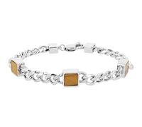 Akzent Bracciale in acciaio inox unisex in argento, lunghezza 21,5 cm, chiusura a moschettone, 100% impermeabile e delicato sulla pelle, bracciale unisex