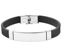 Akzent Bracciale in silicone unisex, nero, lunghezza 20 cm, chiusura a gancio, 100% impermeabile e delicato sulla pelle, bracciale unisex