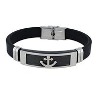 Akzent Bracciale in silicone unisex, nero, lunghezza 21 cm, chiusura a gancio, 100% impermeabile e delicato sulla pelle, bracciale unisex