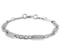 Akzent Bracciale unisex in acciaio inox color argento, lunghezza 19 e 21 cm, chiusura a moschettone, 100% impermeabile e delicato sulla pelle, bracciale unisex, Eine Grösse, Acciaio inossidabile