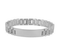 Akzent Bracciale unisex in acciaio inox color argento, lunghezza 20,5 cm, chiusura a clip, 100% impermeabile e delicato sulla pelle, bracciale unisex