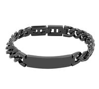 Akzent Bracciale unisex in acciaio inox, nero, lunghezza 21 cm, chiusura a clip, 100% impermeabile e delicato sulla pelle, bracciale unisex