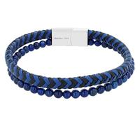 Akzent Bracciale unisex in pelle blu | lunghezza 21,5 cm | chiusura magnetica in acciaio inox | 100% impermeabile e delicato sulla pelle | Bracelet for Unisex