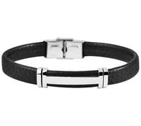 Akzent Bracciale unisex in pelle nera | lunghezza 22,5 cm | chiusura a gancio in acciaio inox | 100% impermeabile e delicato sulla pelle | Bracelet for Unisex
