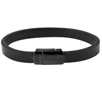 Akzent Bracciale unisex in pelle, nero, lunghezza 20,5 cm, chiusura magnetica in acciaio inox, 100% impermeabile e delicato sulla pelle, bracciale unisex, Eine Grösse, Pelle Acciaio inossidabile