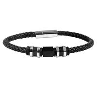 Akzent Bracciale unisex in pelle, nero, lunghezza 21,5 cm, chiusura a bottone in acciaio inox, 100% impermeabile e delicato sulla pelle, bracciale unisex, Eine Grösse, Pelle Acciaio inossidabile