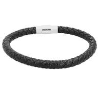 Akzent Bracciale unisex in pelle, nero, lunghezza 21 cm, chiusura magnetica in acciaio inox, 100% impermeabile e delicato sulla pelle, bracciale unisex