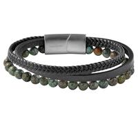 Akzent Bracciale unisex in pelle, nero, lunghezza 21 cm, chiusura magnetica in acciaio inox, 100% impermeabile e delicato sulla pelle, bracciale unisex