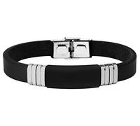 Akzent Bracciale unisex in vera pelle, lunghezza 21 cm, chiusura a gancio, 5040278, 21 cm, Pelle