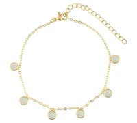 Akzent Cavigliera da donna in acciaio inox 19+5 cm regolabile - Cavigliera "Dar" con 6 ciondoli in madreperla, catena a ancora, argento o oro
