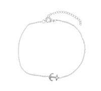 Akzent Cavigliera da donna in acciaio inox 21+5 cm regolabile - Cavigliera "Vega" con ciondolo a forma di ancora, design marittimo, argento o oro