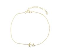 Akzent Cavigliera da donna in acciaio inox 21+5 cm regolabile - Cavigliera "Vega" con ciondolo a forma di ancora, stile marittimo, argento o oro