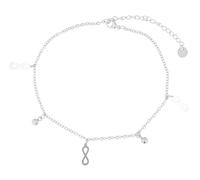 Akzent Cavigliera da donna in acciaio inox, 24 + 5 cm, regolabile - Cavigliera "Dagny" con ciondolo a forma di infinito e sfera, argento o oro