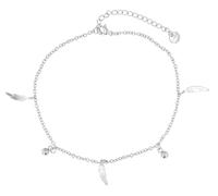 Akzent Cavigliera da donna in acciaio inox, 24 + 5 cm, regolabile - Cavigliera "Nyrobi" con ciondolo a forma di piuma e sfera, argento o oro
