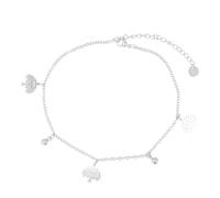 Akzent Cavigliera da donna in acciaio inox, 24 + 5 cm, regolabile - Cavigliera "Ysoria" con albero della vita e ciondolo a sfera, argento o oro