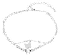 Akzent Cavigliera da donna in acciaio inox a 2 file, regolabile 21,5 + 5 cm, ipoallergenica e antiruggine, design moderno