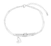Akzent Cavigliera da donna in acciaio inox a 2 file, regolabile 21,5 + 5 cm, ipoallergenica e antiruggine, design moderno, durevole